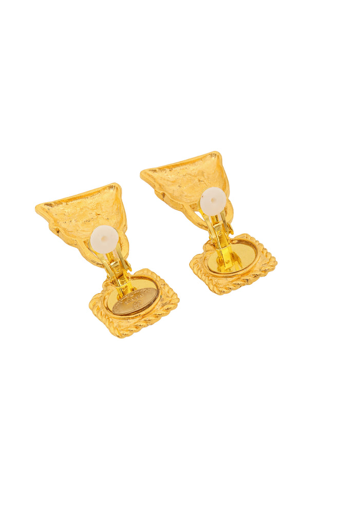 Cabochon Handbag Drop Earrings by Hannah Bernhard backs open @ Recess LA