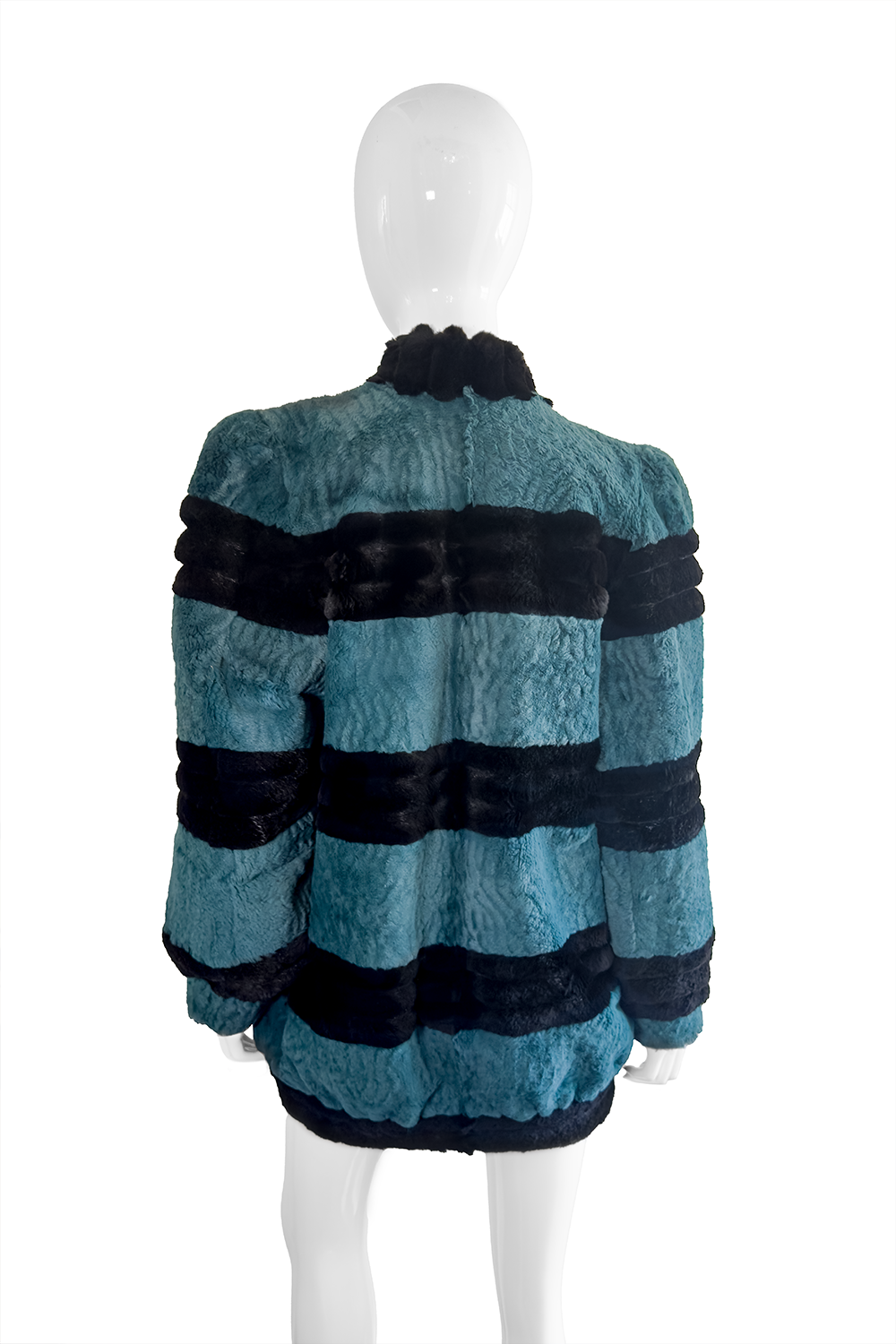 Celine Striped Sheared Fur Jacket back on mannequin @recess la