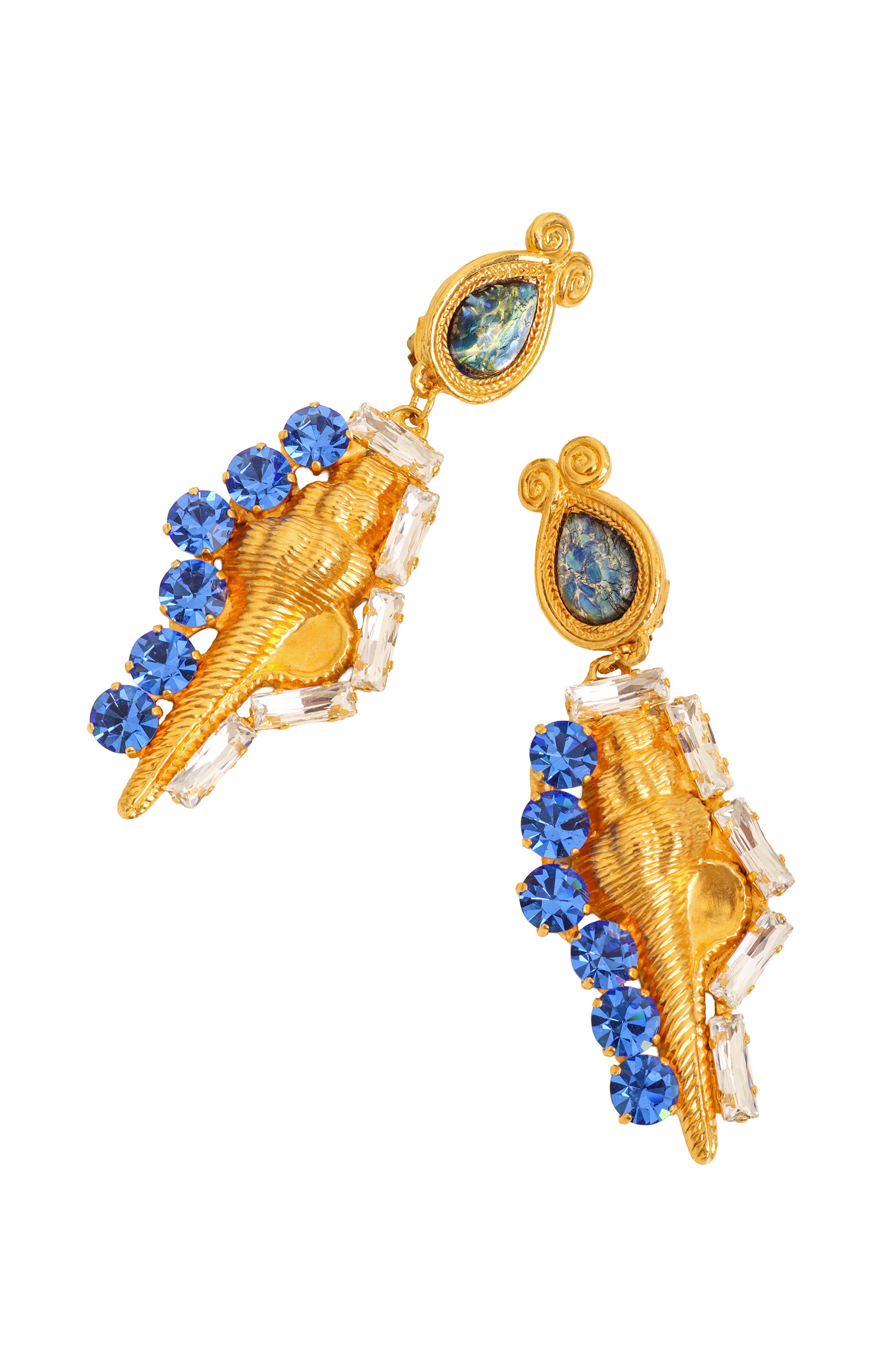 Jeweled Conch Drop Earrings by Hanna Bernhard close @ Recess LA