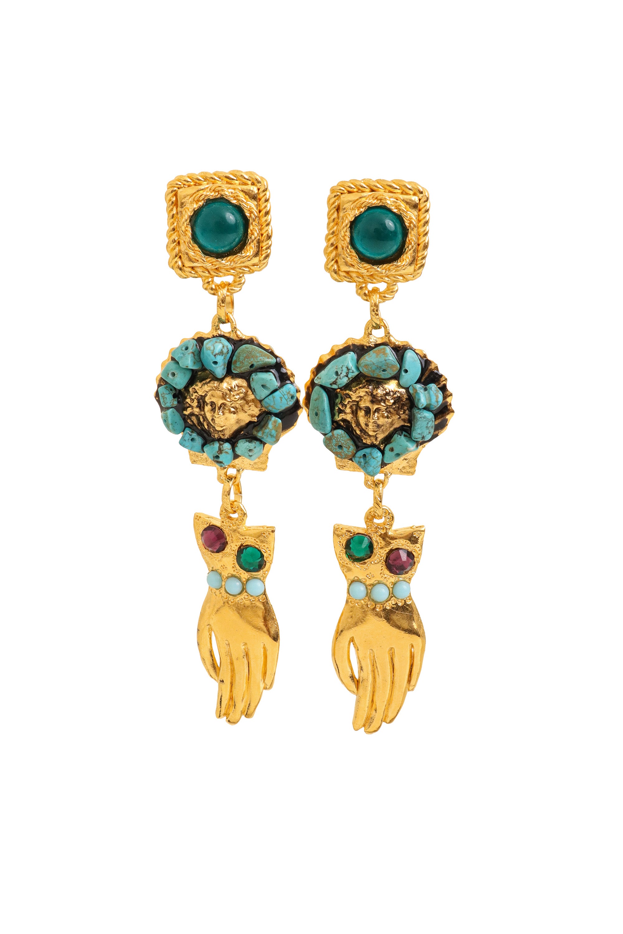 Medusa Hand Drop Earrings by Hanna Bernhard @ Recess LA