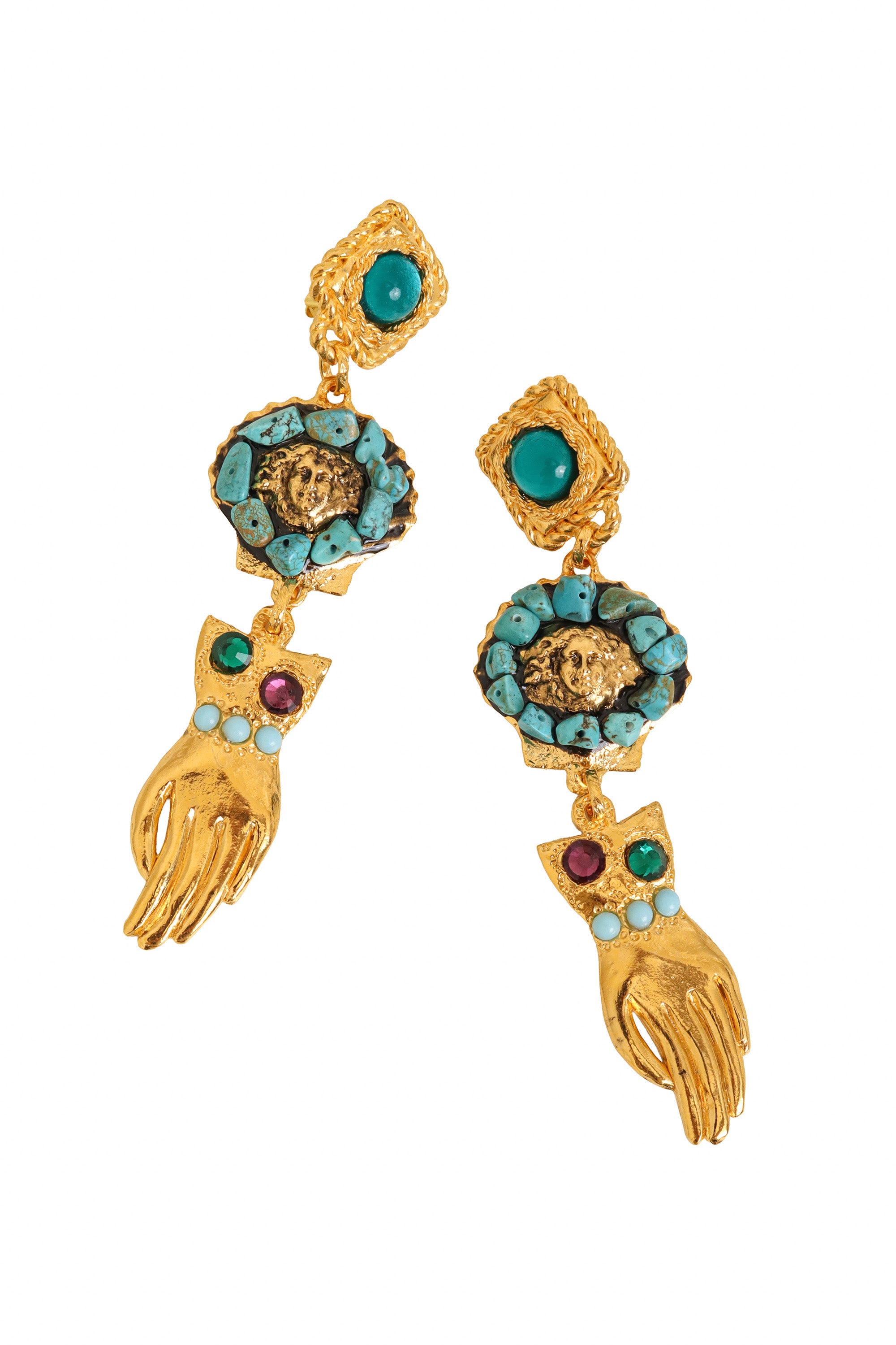 Medusa Hand Drop Earrings by Hanna Bernhard close @ Recess LA