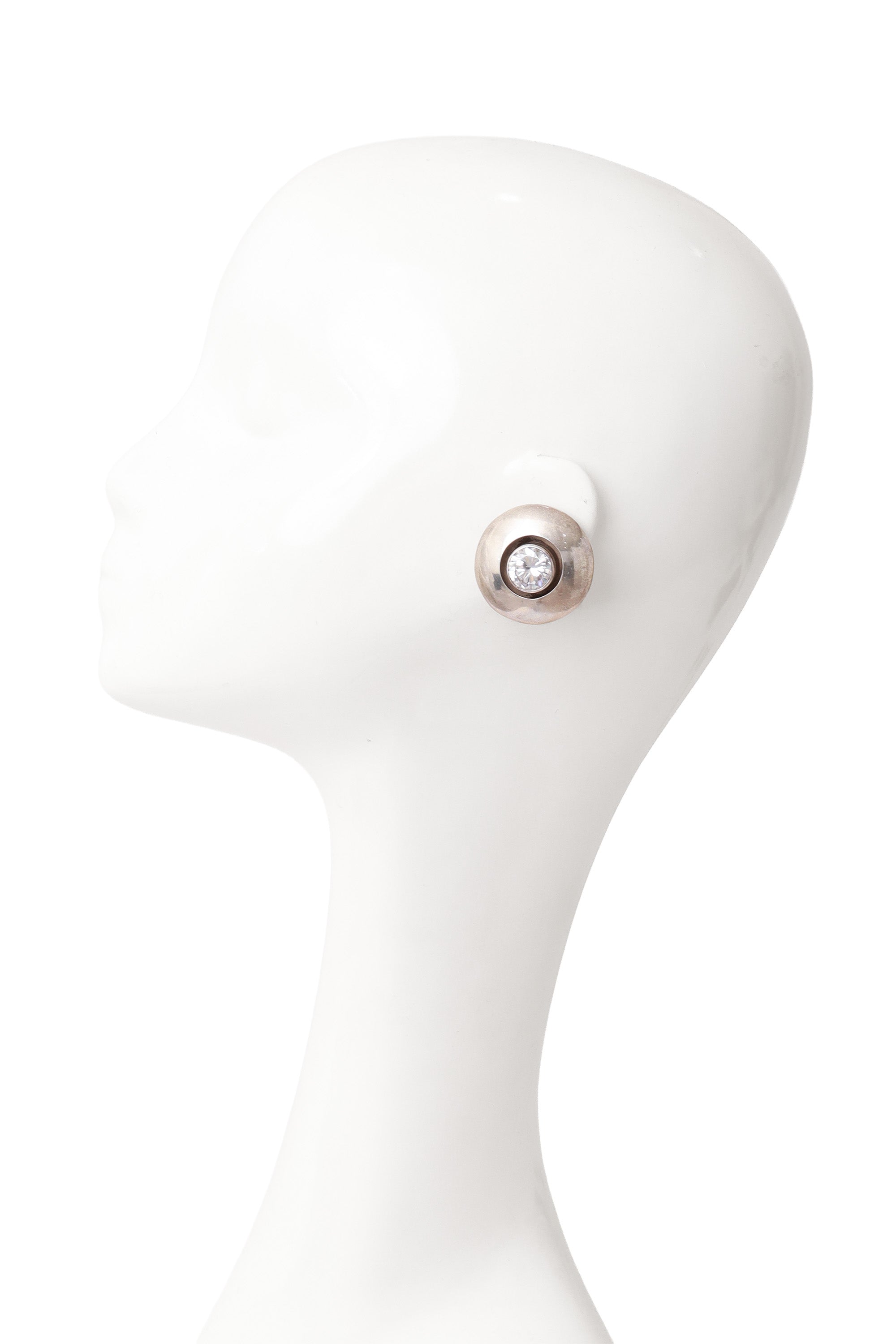 sterling crystal disc earrings on mannequin @ Recess LA