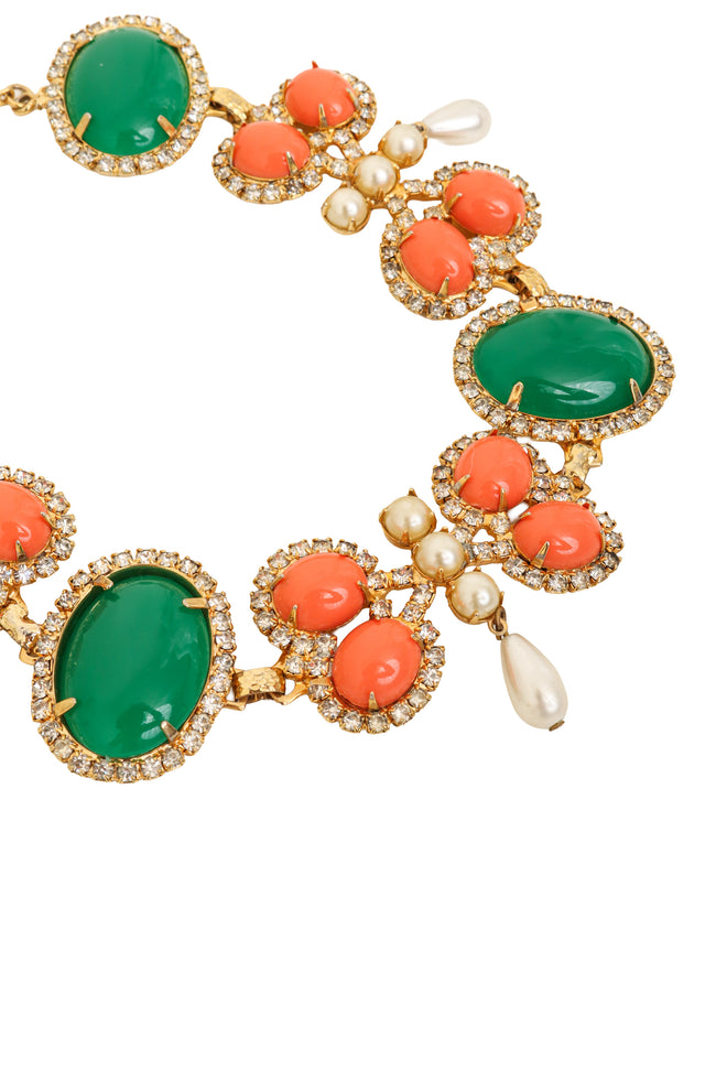Cabochon Crystal Pearl Drop Choker by KJL close @ Recess LA
