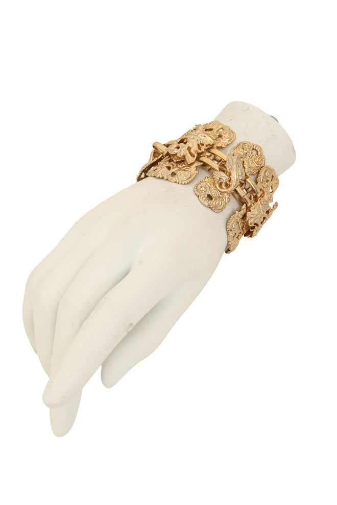 Heraldic Filigree Link Bracelet by Napier on mannequin @ Recess LA