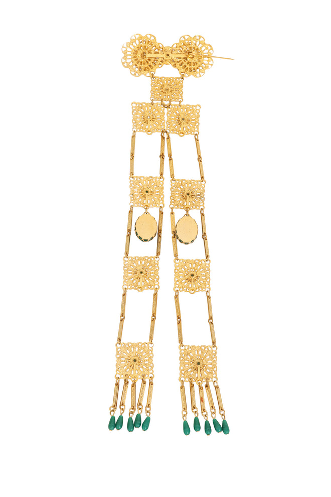 Long Filigree Fringe Cabochon Brooch back @ Recess LA
