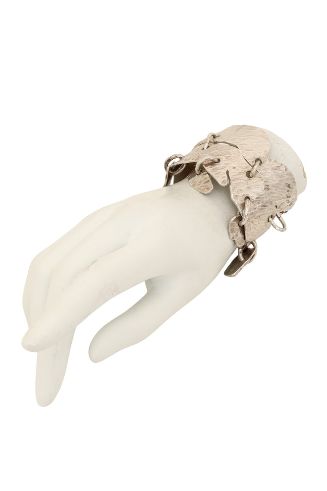 Fine Silver Artisan Hammered Charm Cuff on mannequin @ Recess LA