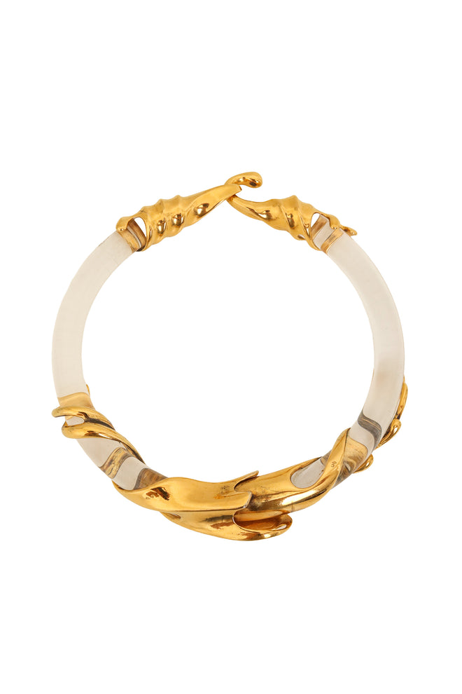 Vintage Lucite Brutalist Gilded Tube Collar @ Recess LA