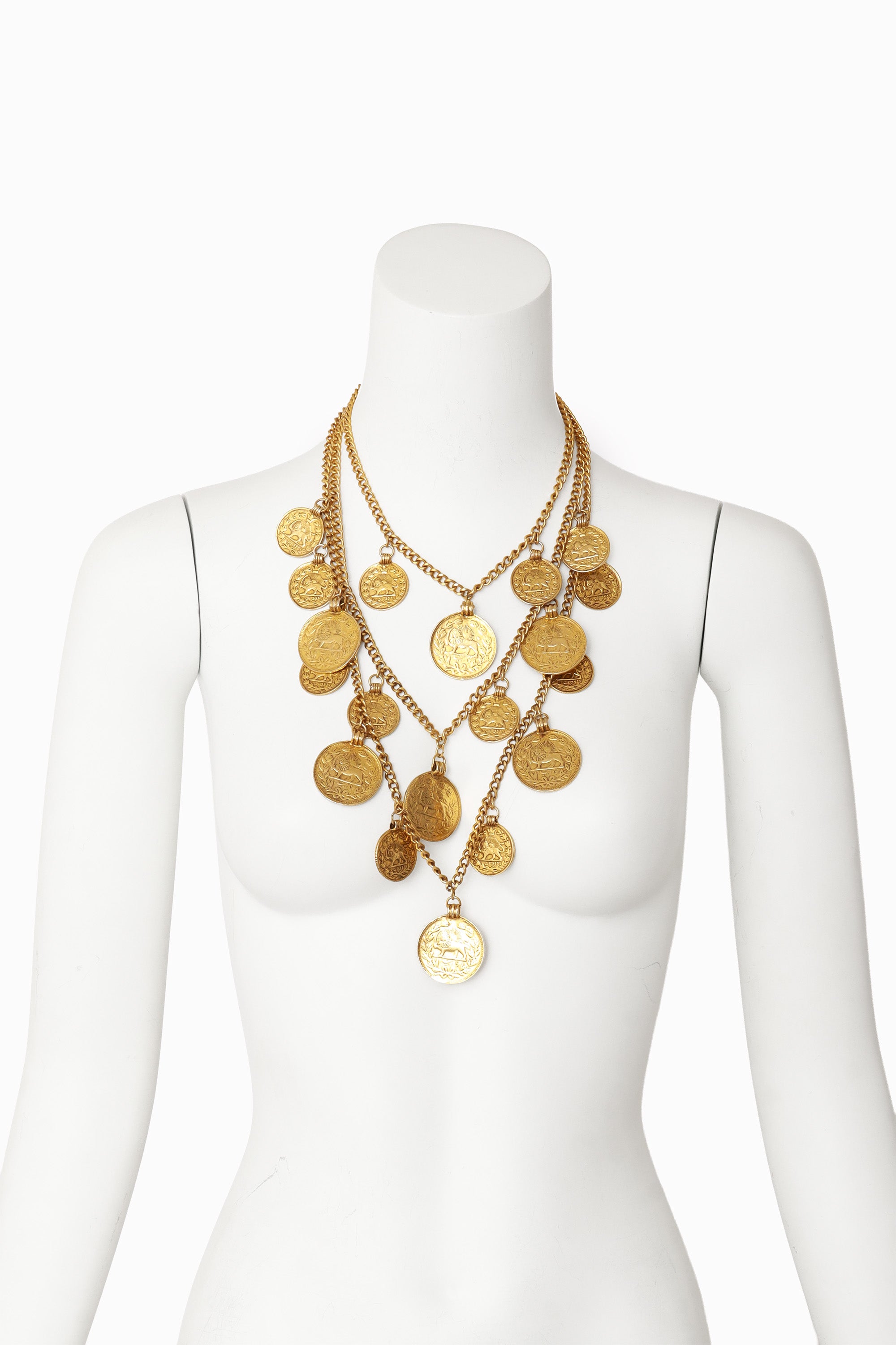 lion coin necklace by Goldette on mannequin @ Recess LA