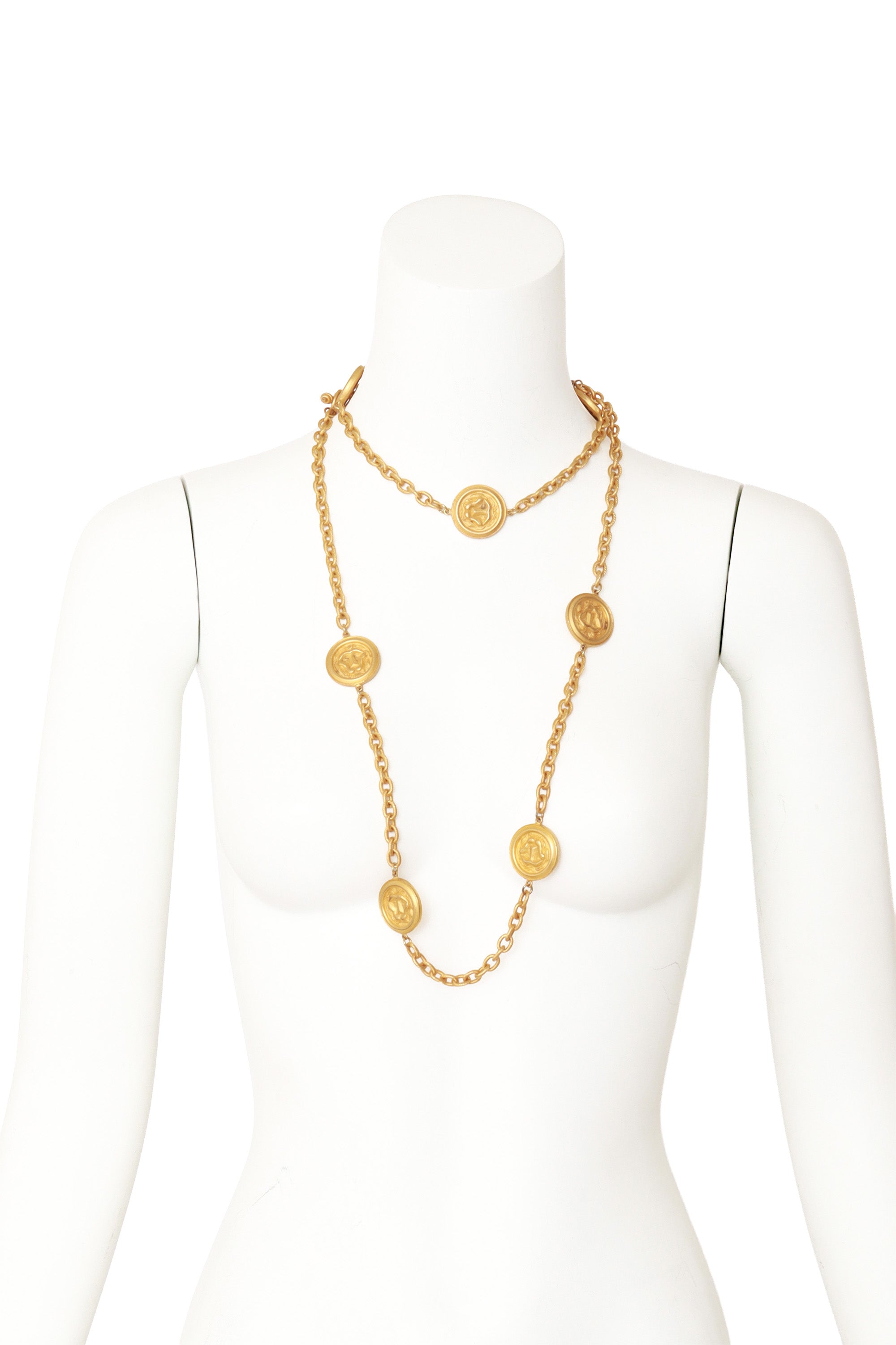 Lion chain necklace by Mish on mannequin doubled @ Recess LA