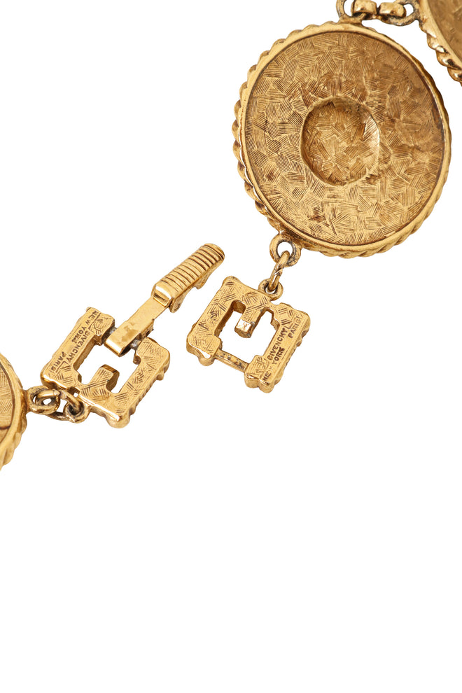 Byzantine Cabochon Medallion Necklace by Givenchy signature @ Recess LA