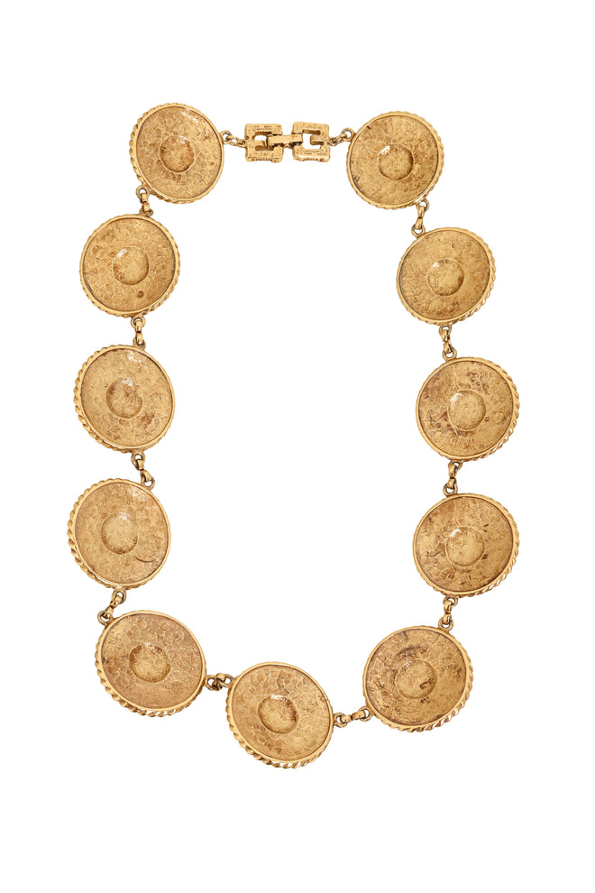 Byzantine Cabochon Medallion Necklace by Givenchy back @ Recess LA