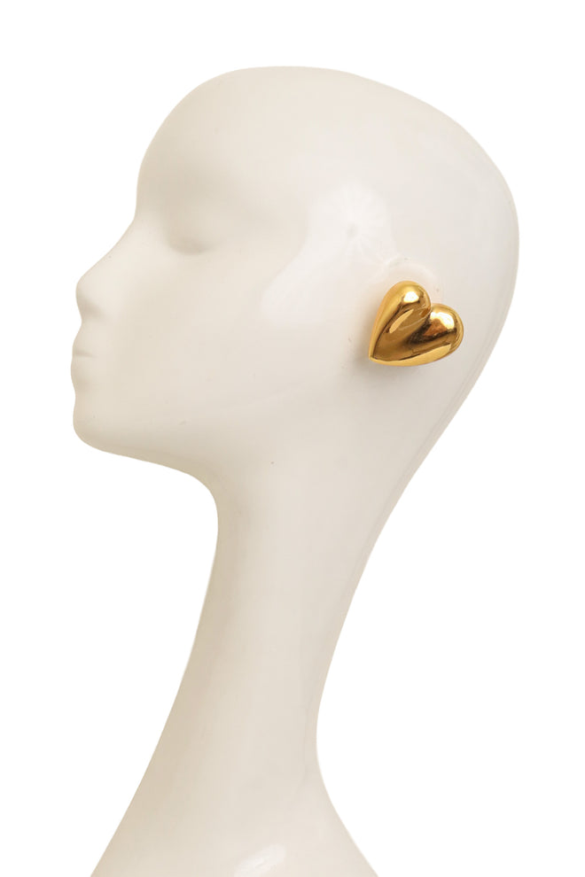 Sculptural High-Shine Heart Earrings by Christian Lacroix on mannequin @ Recess LA