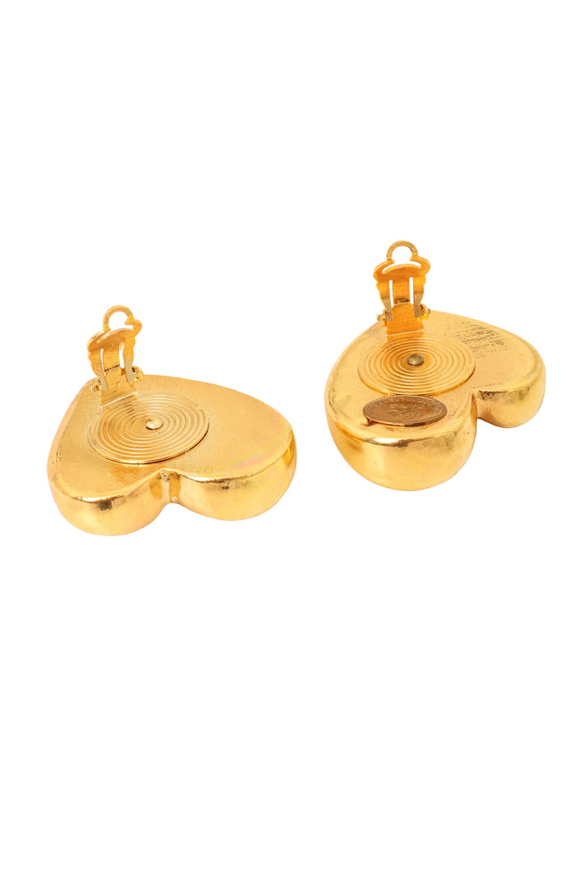 Sculptural High-Shine Heart Earrings by Christian Lacroix backs open @ Recess LA