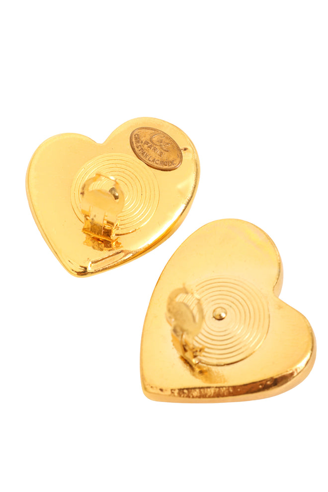 Sculptural High-Shine Heart Earrings by Christian Lacroix cartouche @ Recess LA