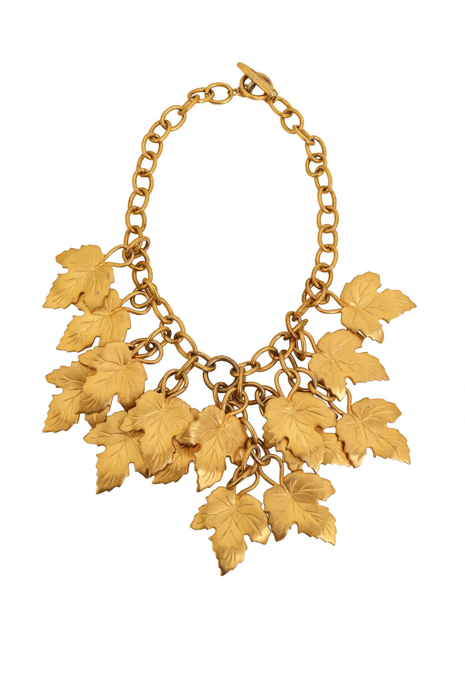 Vintage Alexis Kirk Golden Leaf Charm Necklace @ Recess LA