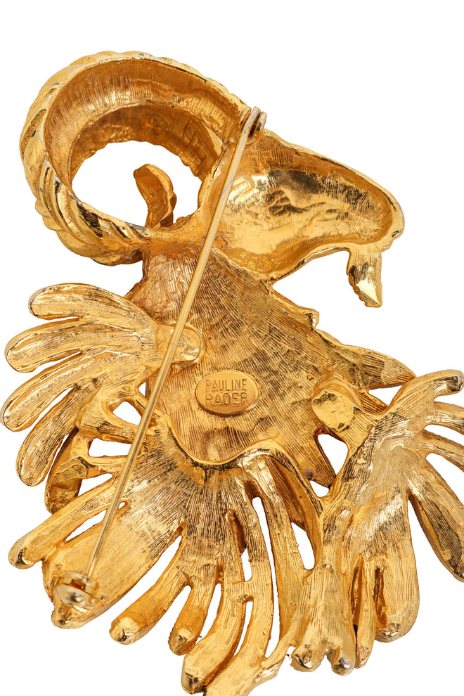 Vintage Pauline Rader Ram Enamel Brooch signature @ Recess LA