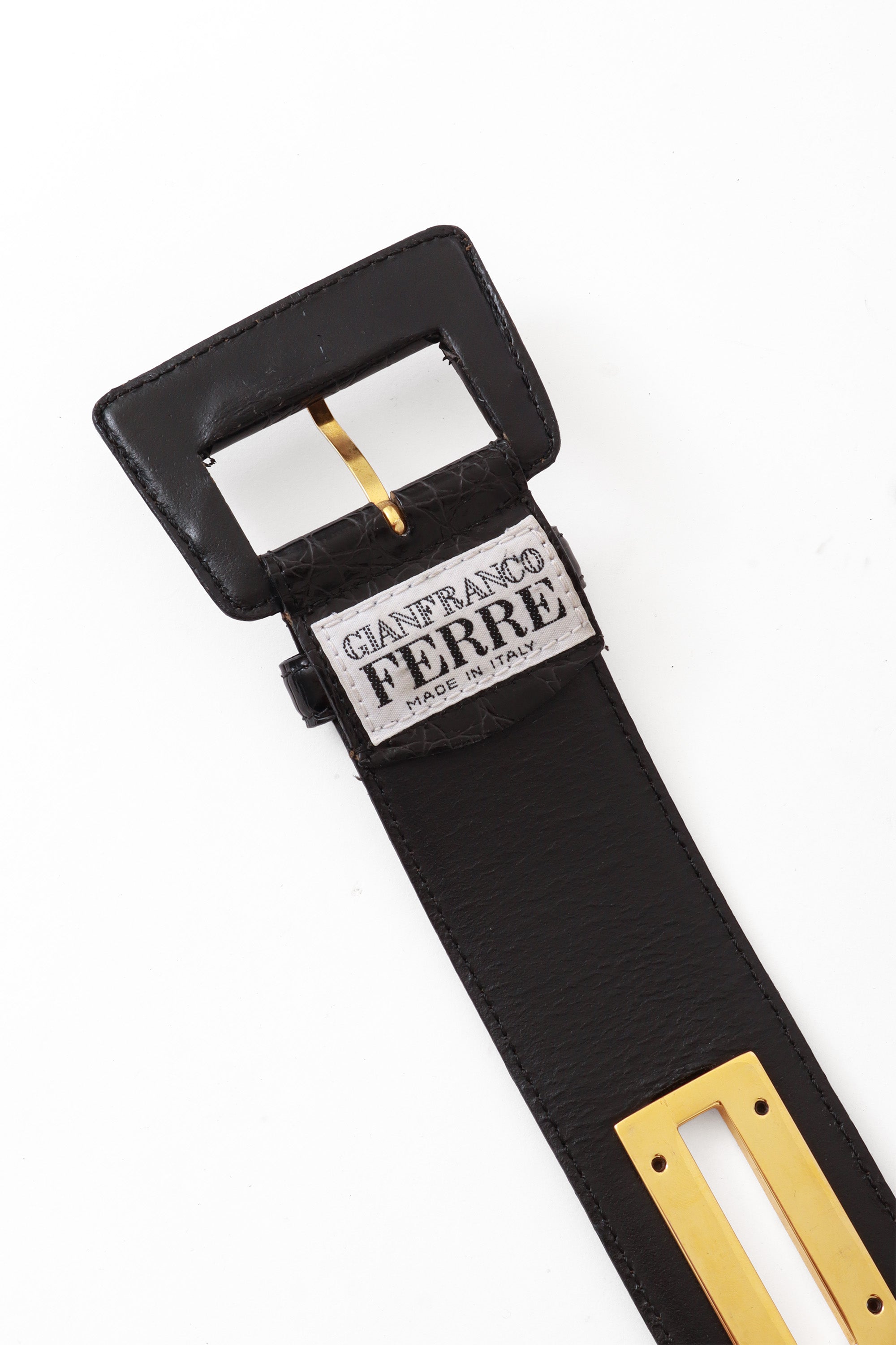 Reptile Gold Cutout Belt by Gianfranco Ferre label @ Recess LA