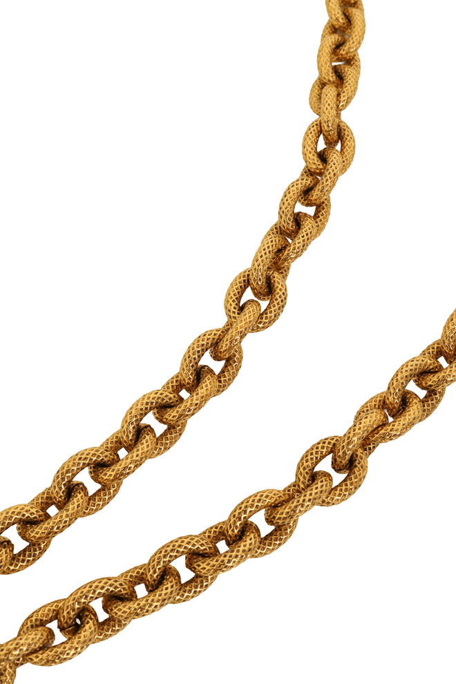Textured CC Pendant Necklace by Chanel chain close @ Recess LA