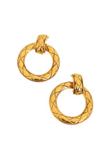 Vintage Chanel Quilted Door Knocker Hoops close up @ Recess LA 