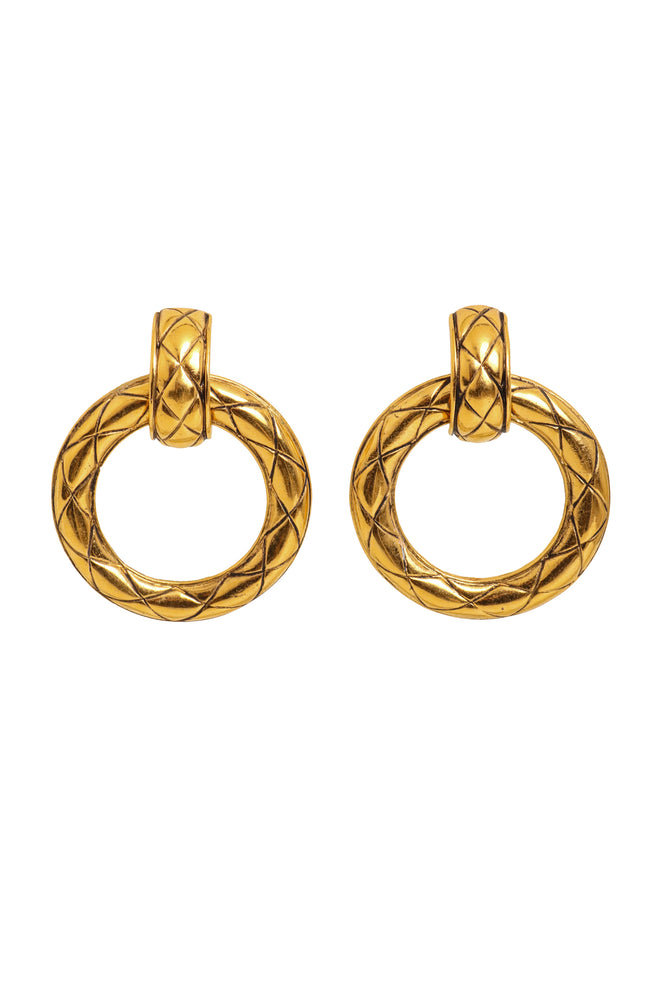 Vintage Chanel Quilted Door Knocker Hoops @ Recess LA 
