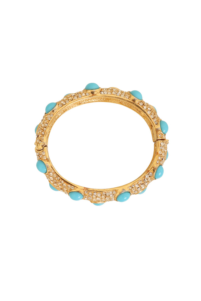 Pavé Cabochon Hinged Bracelet by Ciner from above @ Recess LA
