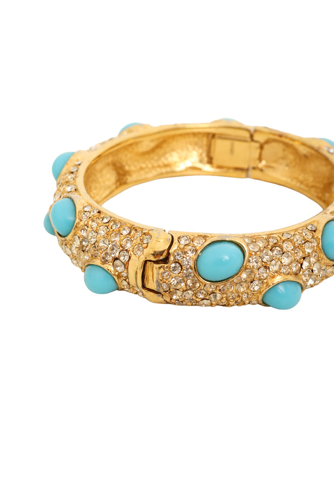 Pavé Cabochon Hinged Bracelet by Ciner clasp @ Recess LA