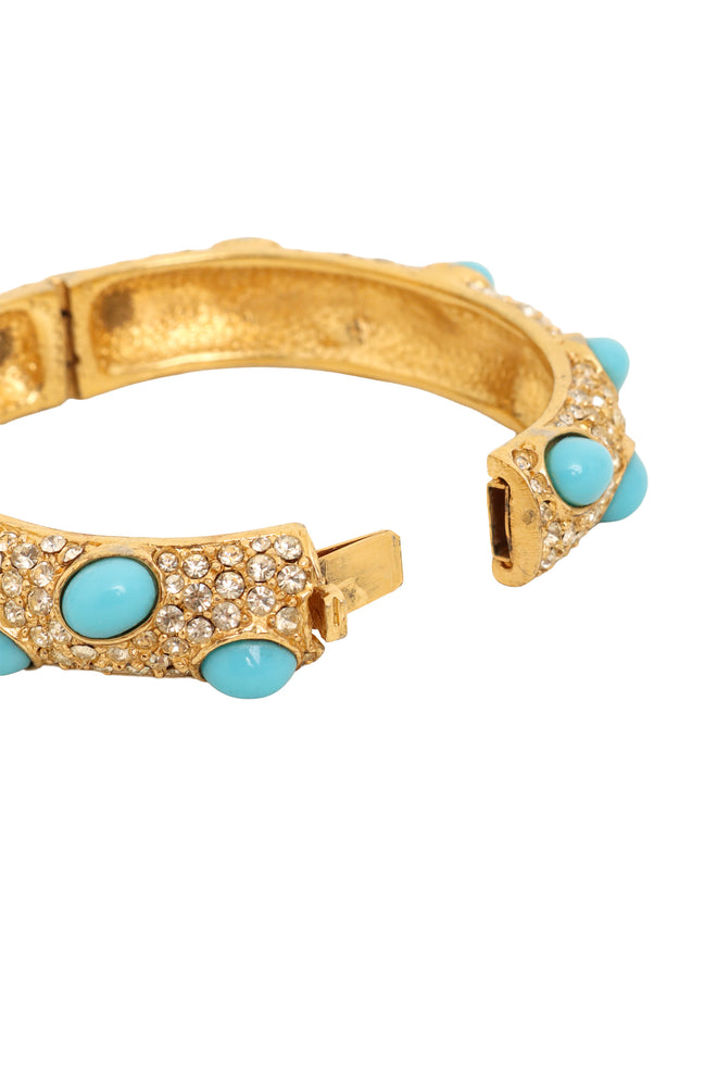 Pavé Cabochon Hinged Bracelet by Ciner clasp open @ Recess LA