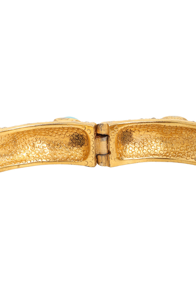 Pavé Cabochon Hinged Bracelet by Ciner inside hinge @ Recess LA