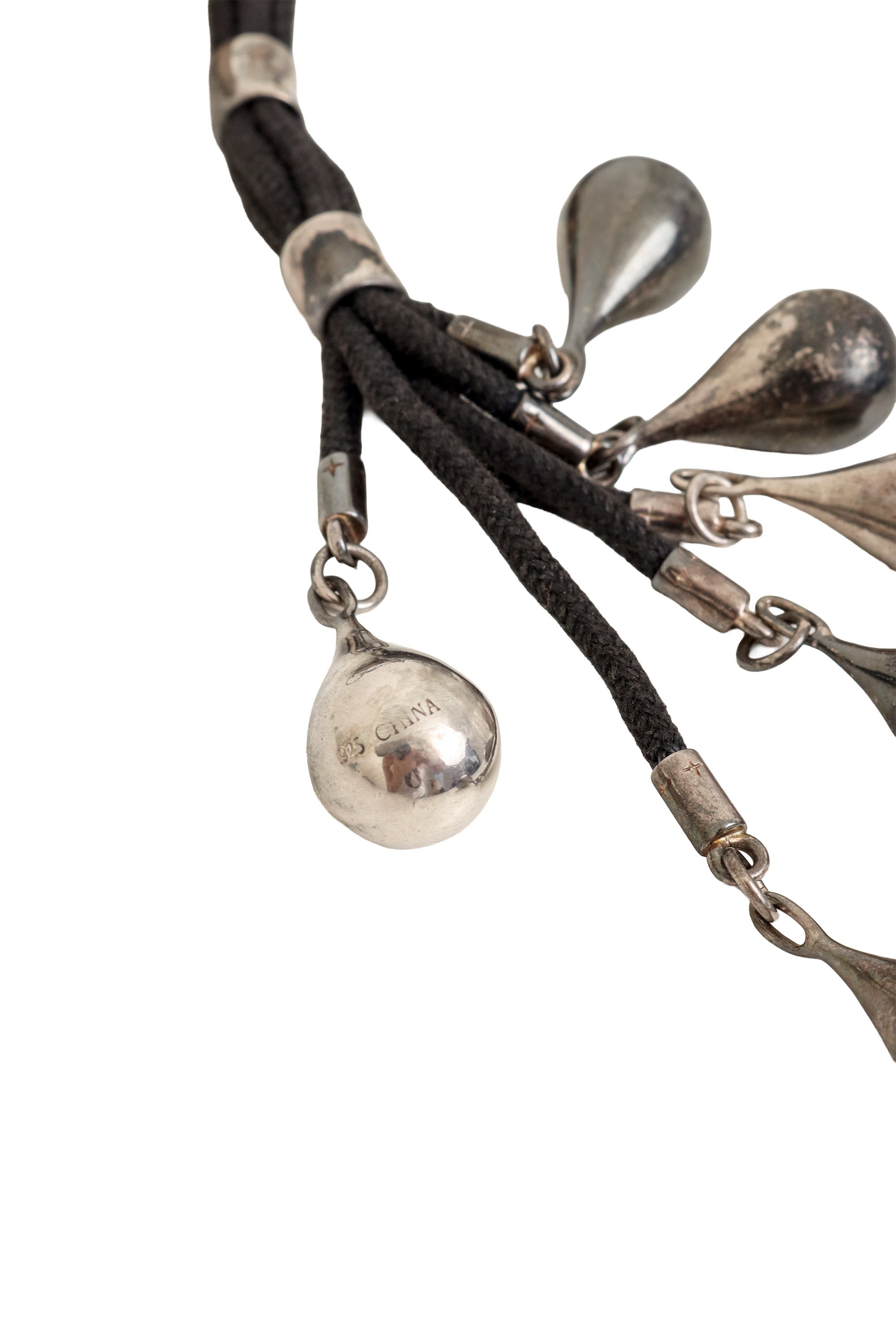 Sterling Artisan Pendant Cord Necklace charm stamp @ Recess LA