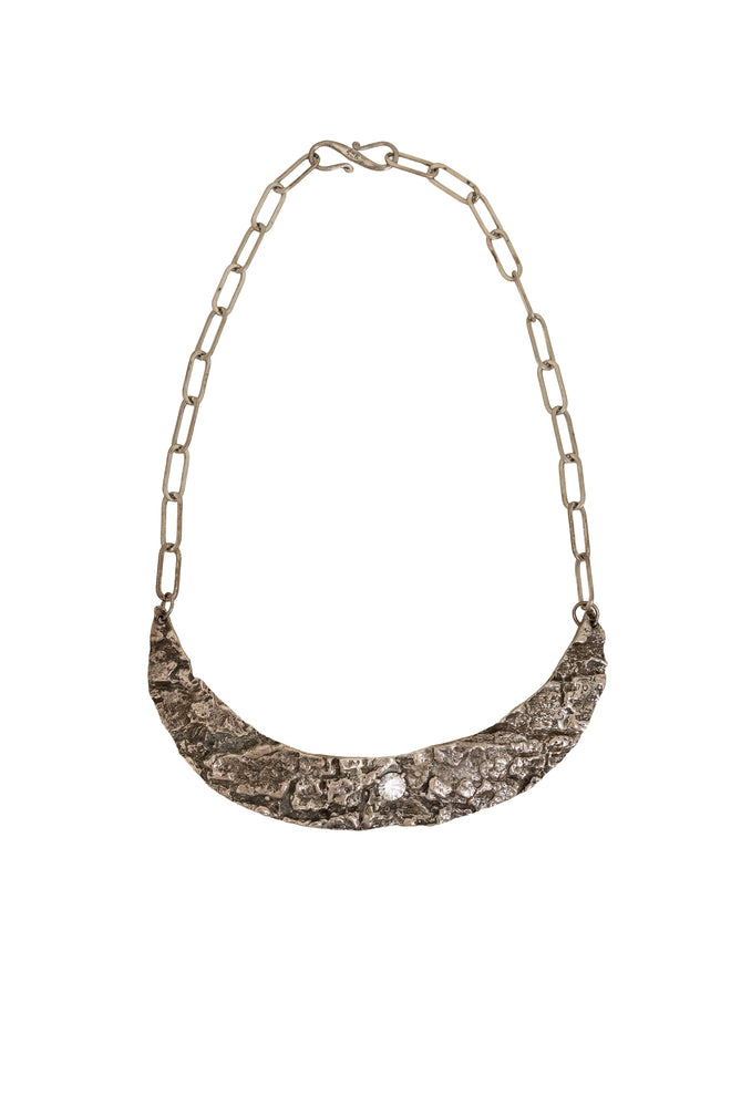 Hammered Crystal Crescent Collar Necklace @ Recess LA