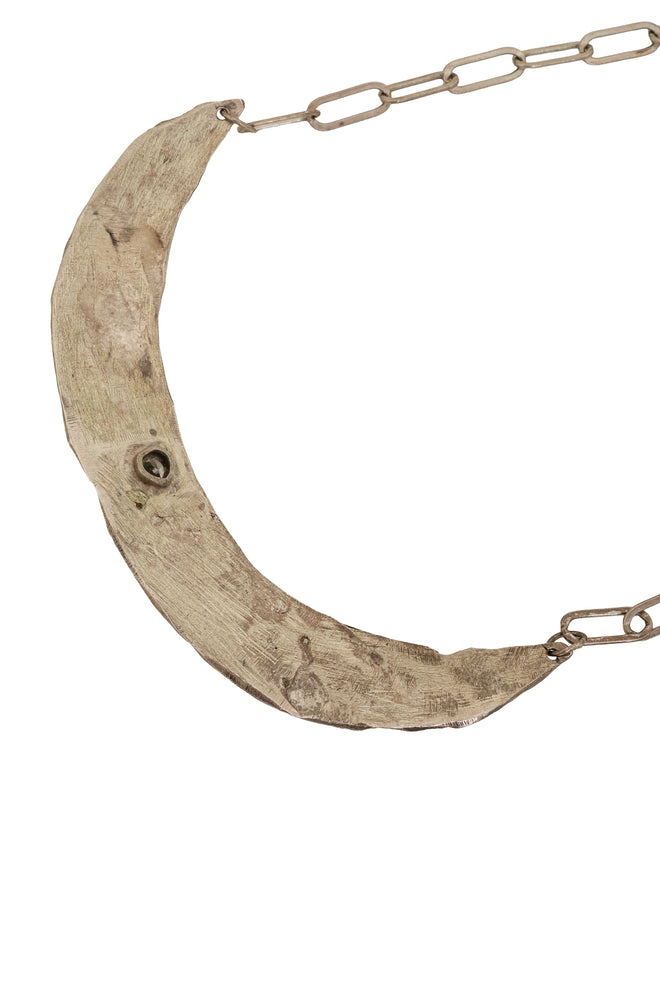 Hammered Crystal Crescent Collar Necklace back @ Recess LA