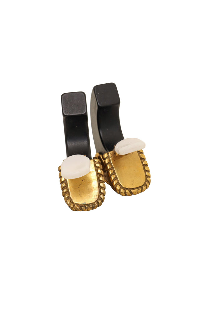 Vintage Ornate Lucite Half Hoop Earrings backs open @ Recess LA