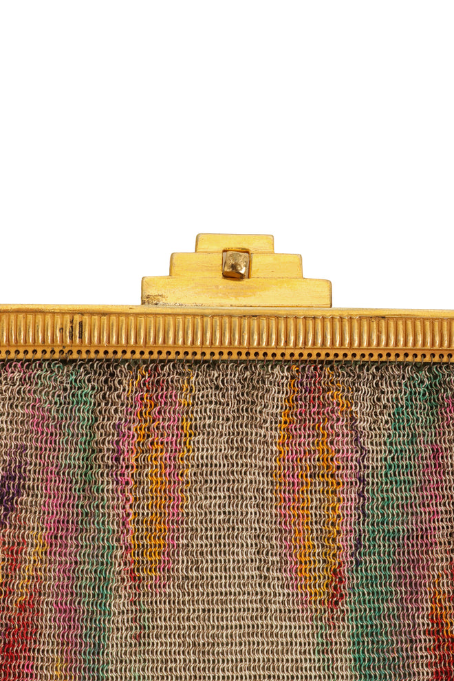 Vintage Whiting & Davis Ribbed Frame Tulip Mesh Bag clasp @ Recess LA
