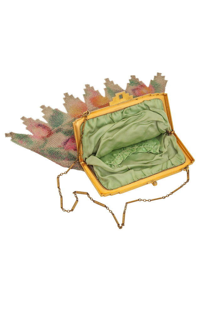 Vintage Whiting & Davis Ribbed Frame Tulip Mesh Bag lining @ Recess LA