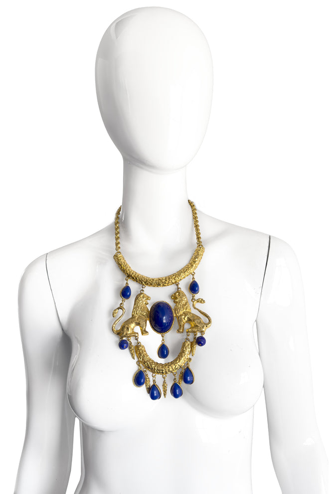 Vintage Donald Stannard Twin Lions Pendant Necklace III on mannequin @recess la