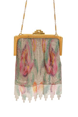 Vintage Whiting & Davis Ribbed Frame Tulip Mesh Bag close @ Recess LA