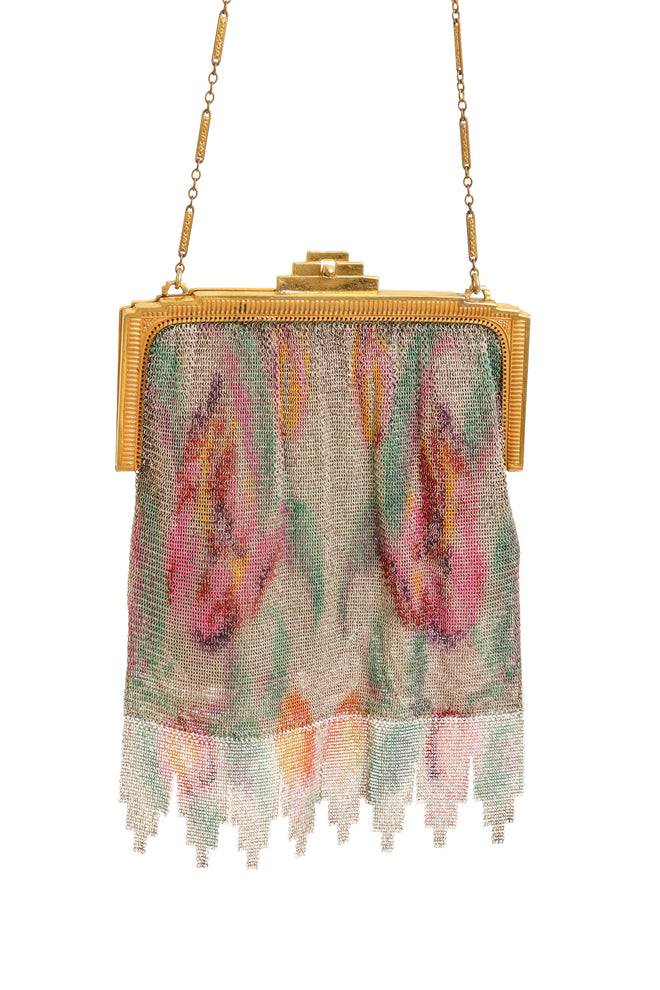 Vintage Whiting & Davis Ribbed Frame Tulip Mesh Bag close @ Recess LA