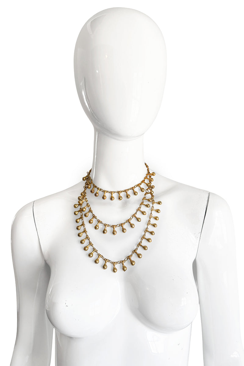 Vintage Julie Rubano Dumbbell Dangle Drape Necklace on manenquin @recess la
