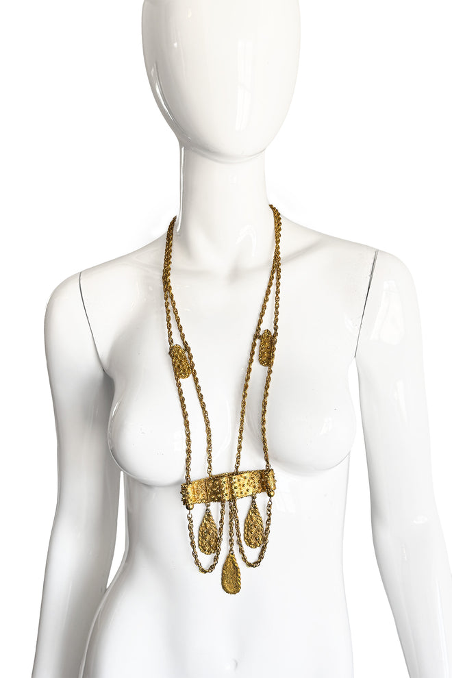 Vintage Pauline Rader Byzantine Teardrop Drape Necklace on mannequin @recess la