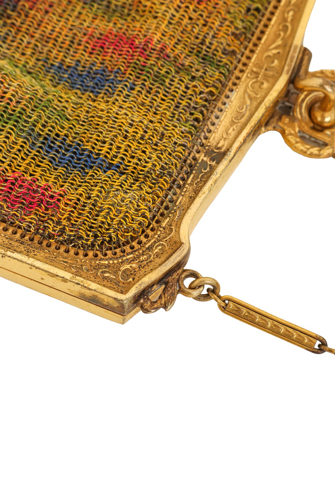 Vintage Whiting & Davis Filigree Rose Mesh Bag hinge tarnish @ Recess LA