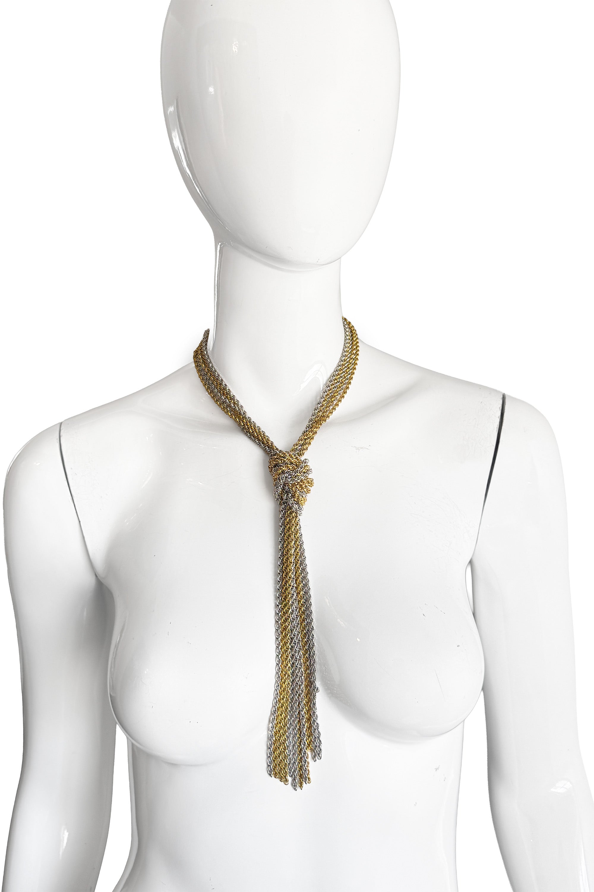 Vintage Les Bernard Knotted Mixed Metal Necklace II on mannequin @recess la