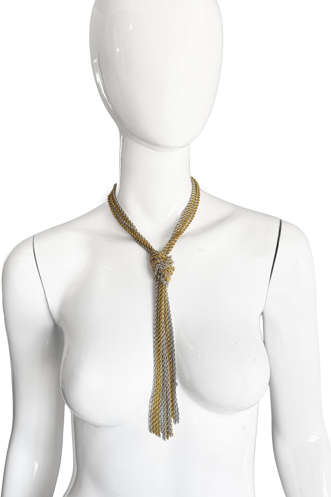 Vintage Les Bernard Knotted Mixed Metal Necklace II on mannequin @recess la