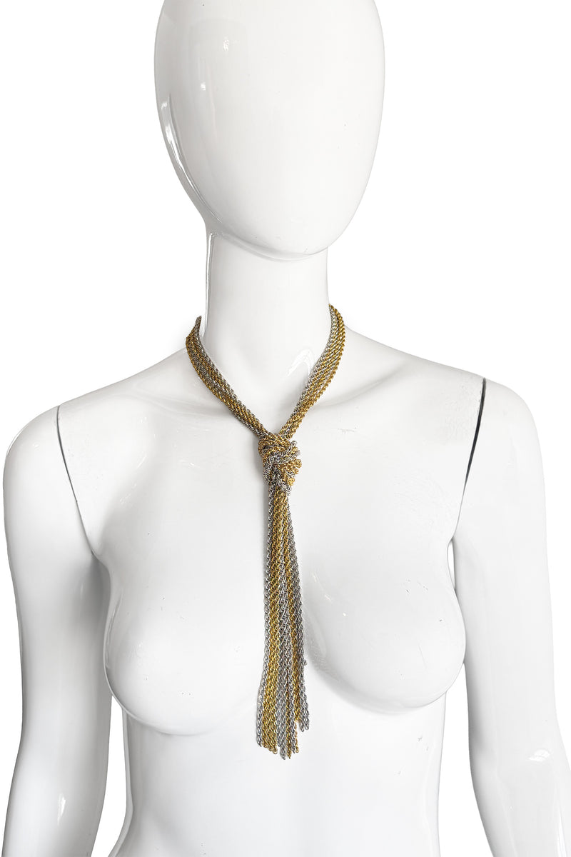 Vintage Les Bernard Knotted Mixed Metal Necklace II on mannequin @recess la