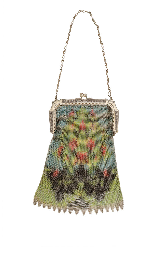 Vintage Whiting & Davis Silver Frame Abstract Mesh Bag @ Recess LA