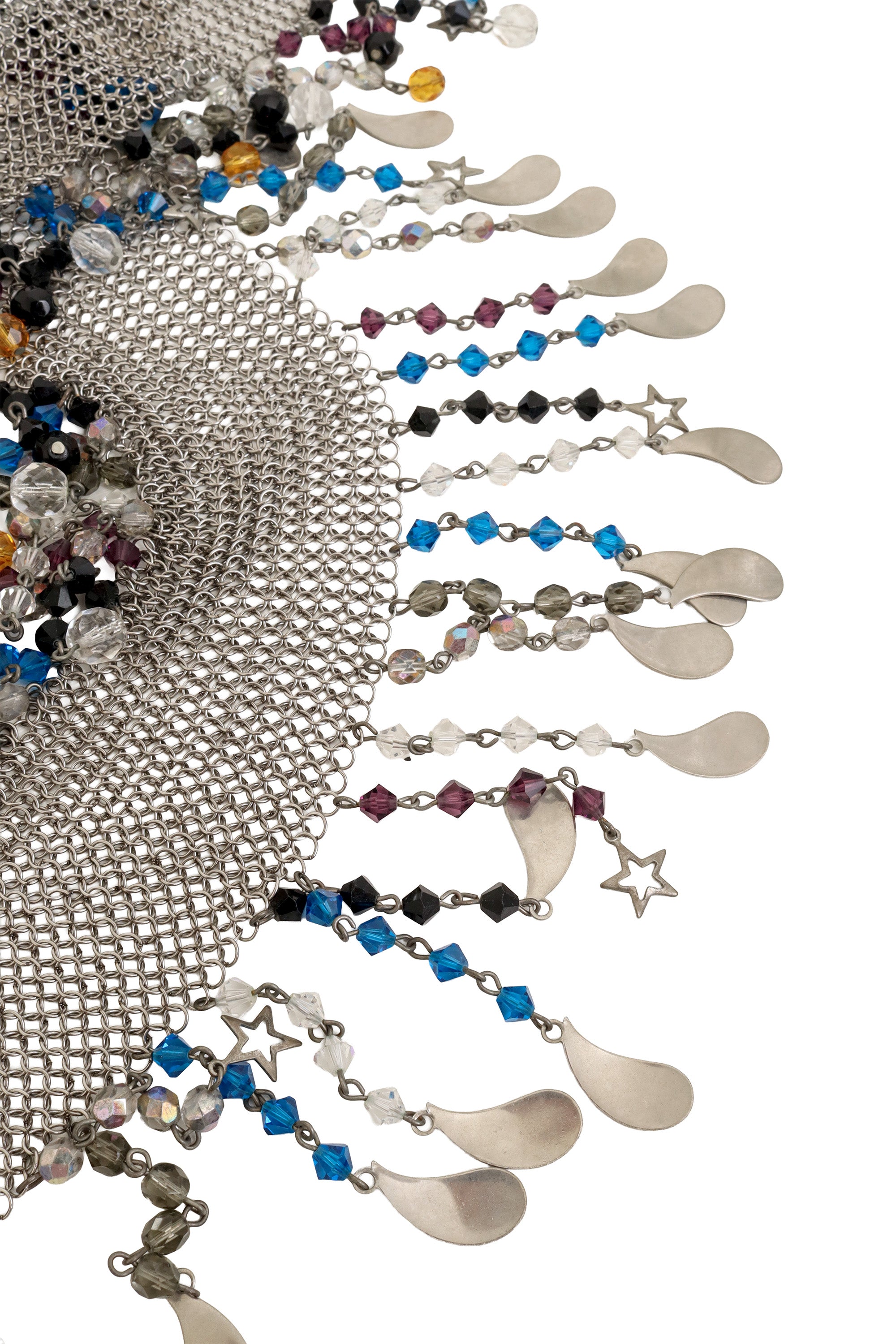 Metal Mesh Bead Fringe Necklace Belt fringe close @ Recess LA