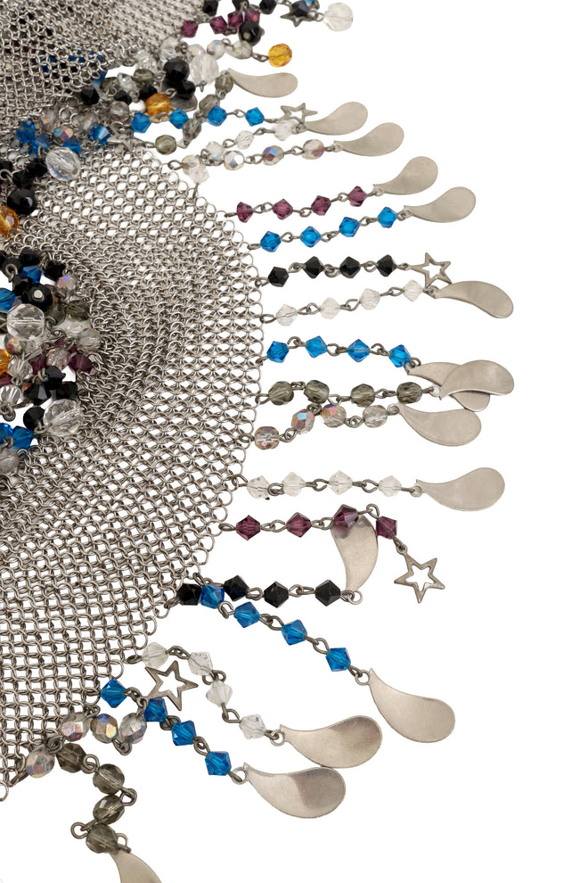 Metal Mesh Bead Fringe Necklace Belt fringe close @ Recess LA