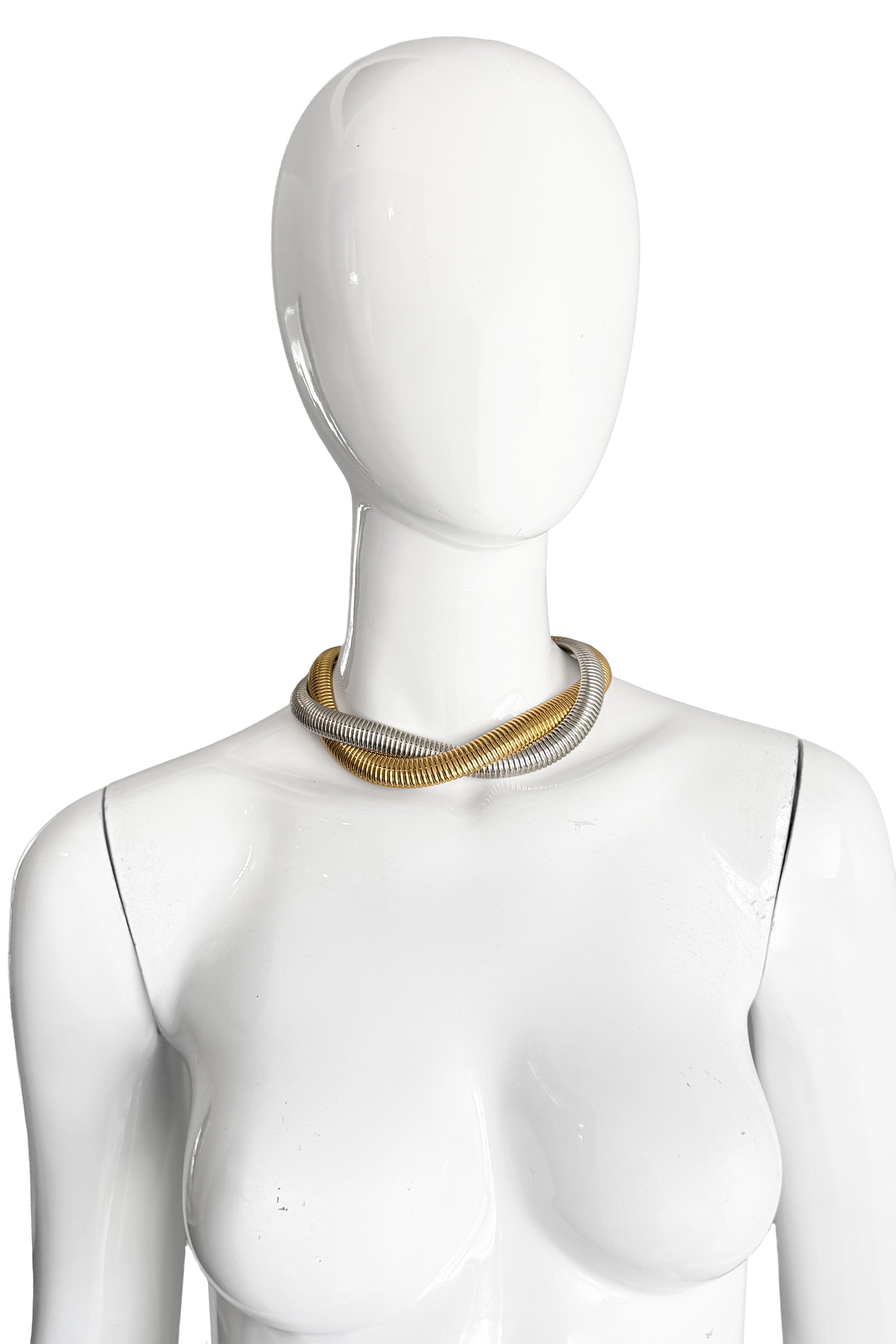 Vintage Two-Tone Snake Collar Necklace on mannequin @recess la