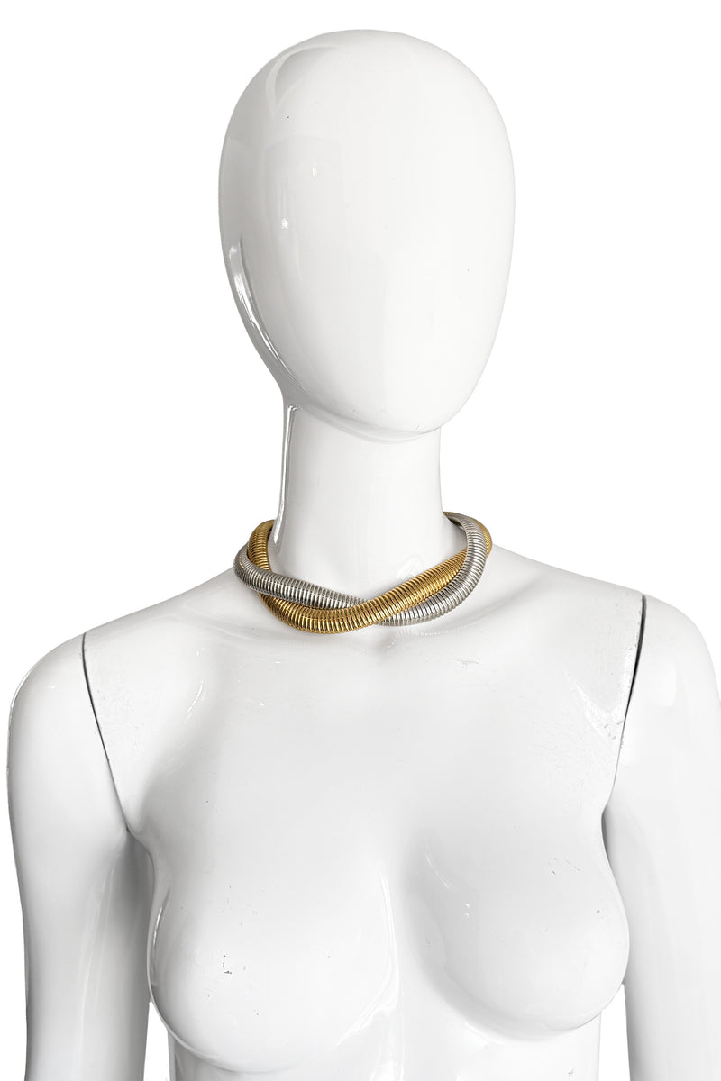 Vintage Two-Tone Snake Collar Necklace on mannequin @recess la