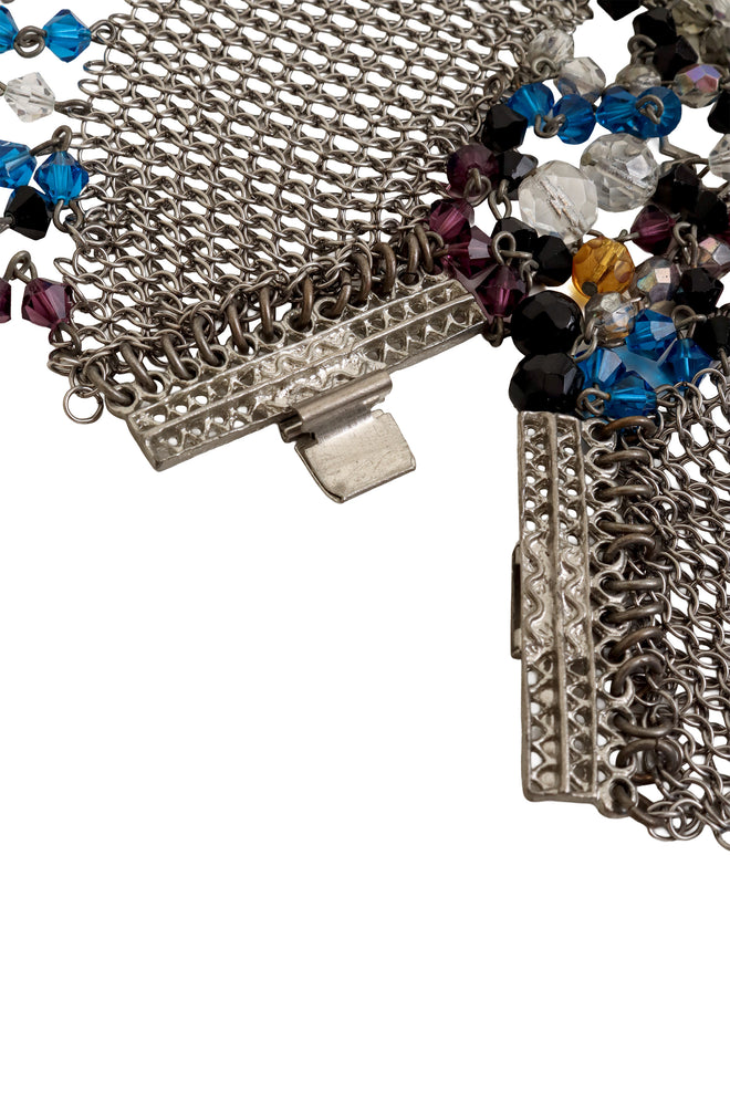 Metal Mesh Bead Fringe Necklace Belt clasp @ Recess LA