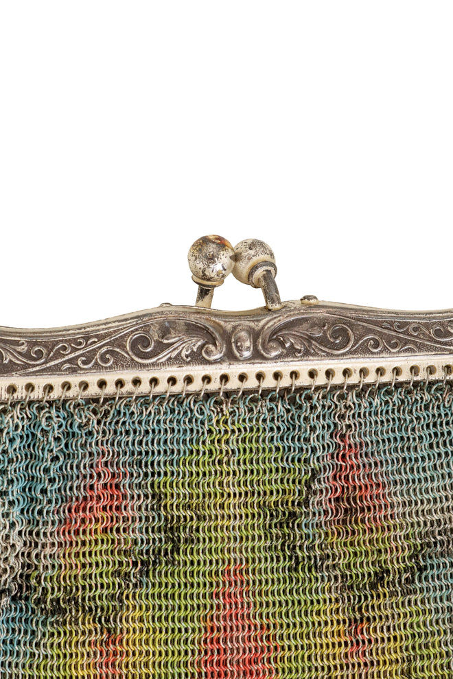 Vintage Whiting & Davis Silver Frame Abstract Mesh Bag clasp @ Recess LA